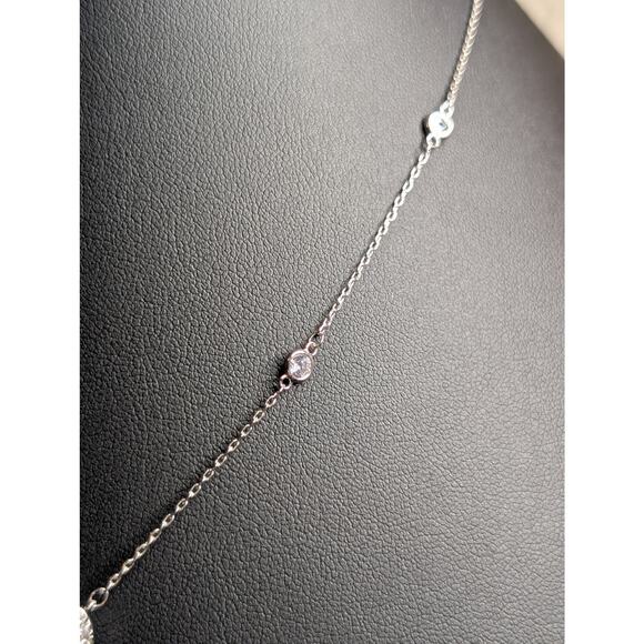 Marked LBOS CZ Crystal Silver Tone 15.5-17.5" Necklace - Picture 6 of 11